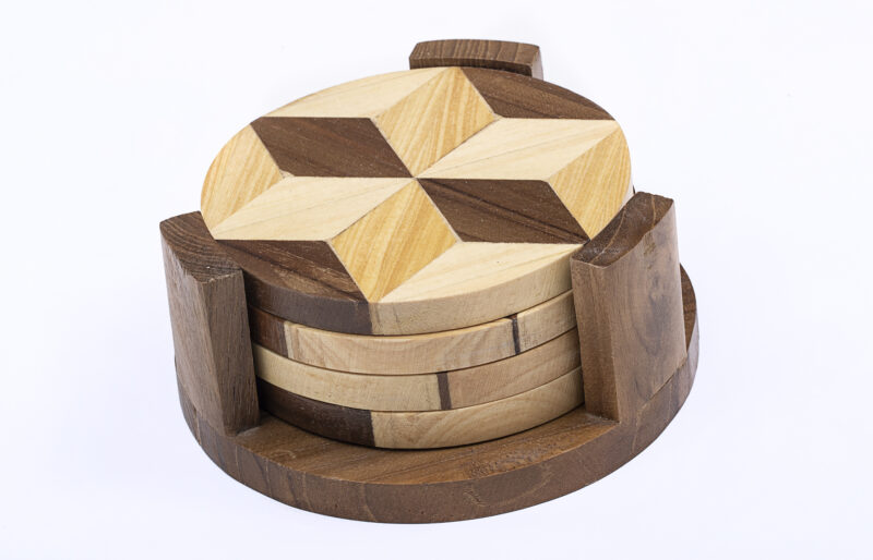 wooden coaster set