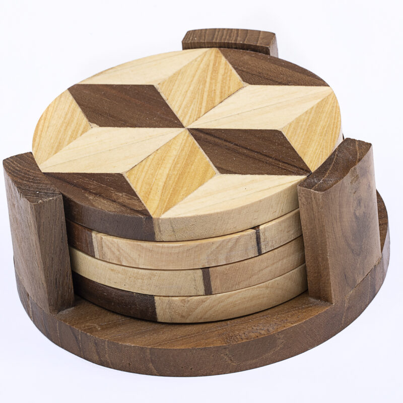 wooden coaster set