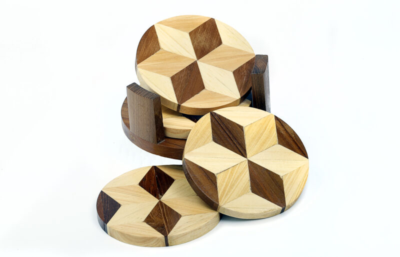 wooden coaster set