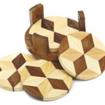 wooden coaster set