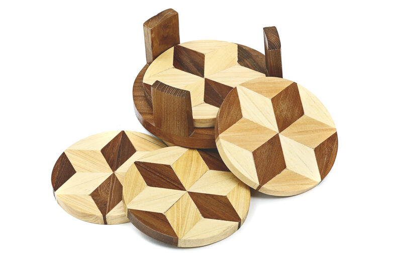 wooden coaster set