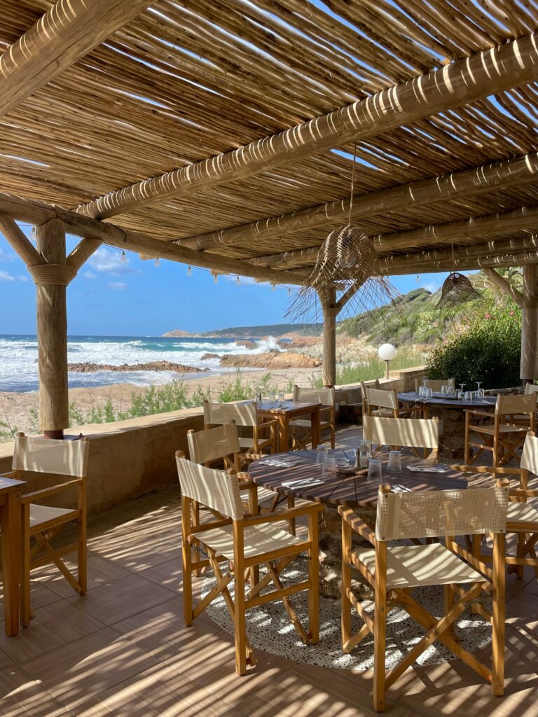 coastal view with teak furniture